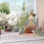 Kids Watercolor Coniferous Forest with Animals Wallpaper Mural