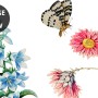 Botanical Flowers Floral with Birds Wallpaper Mural