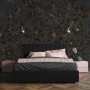 Dark Navy Peony Floral Drawing Art Wallpaper Mural