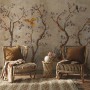 Watercolor Chinoiserie Fruit Trees Wallpaper Mural