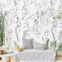 Female Body Line Art Wallpaper Mural