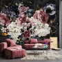Watercolor Dark Peony Floral Wallpaper Mural