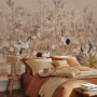 Chinese Peony Flowers and Bamboo Landscape with Crane Birds