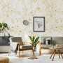 Gold Look Peony Floral Drawing Bright Flower Art Wallpaper Mural