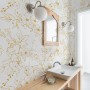 Gold Look Peony Floral Drawing Bright Flower Art Wallpaper Mural