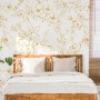 Gold Look Peony Floral Drawing Bright Flower Art Wallpaper Mural