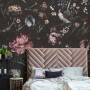 Dutch Flower Peony with Tulips Dark Floral Wallpaper Mural