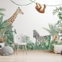 Cute Safari Animals with Jungle Kids Wallpaper Mural