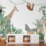 Cute Safari Animals with Jungle Kids Wallpaper Mural