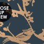 Gold Faux Tree Blossom Branch Silhouette with Birds Wallpaper Mural