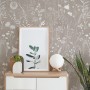 Bohemian Style Neutral Color Wild Flowers Art Wallpaper Mural