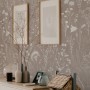 Bohemian Style Neutral Color Wild Flowers Art Wallpaper Mural