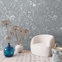 Bohemian Style Neutral Color Wild Flowers Art Wallpaper Mural