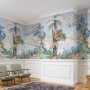 Art Painting Colorful Landscape with Heron Birds Wallpaper Mural