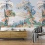 Art Painting Colorful Landscape with Heron Birds Wallpaper Mural