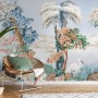 Art Painting Colorful Landscape with Heron Birds Wallpaper Mural