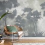 Monochrome Forest Silhouette Landscape Wallpaper Mural