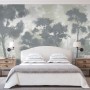 Monochrome Forest Silhouette Landscape Wallpaper Mural