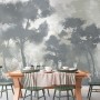 Monochrome Forest Silhouette Landscape Wallpaper Mural