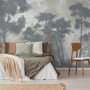 Monochrome Forest Silhouette Landscape Wallpaper Mural
