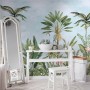 Watercolor Pink Tropical Chinoiserie Wallpaper Mural