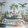 Watercolor Pink Tropical Chinoiserie Wallpaper Mural