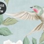 Soft Chinoiserie Peony Tree Blossom Art Wallpaper Mural