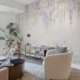 Watercolor Hanging Wisteria Flowers with Hummingbirds Wallpaper Mural 