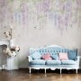 Watercolor Hanging Wisteria Flowers with Hummingbirds Wallpaper Mural 