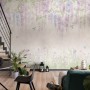 Watercolor Hanging Wisteria Flowers with Hummingbirds Wallpaper Mural 