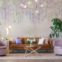 Watercolor Hanging Wisteria Flowers with Hummingbirds Wallpaper Mural 
