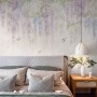 Watercolor Hanging Wisteria Flowers with Hummingbirds Wallpaper Mural 