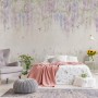 Watercolor Hanging Wisteria Flowers with Hummingbirds Wallpaper Mural 