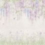 Watercolor Hanging Wisteria Flowers with Hummingbirds Wallpaper Mural 