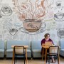 Vintage Coffee Cup Wallpaper Mural For Cafe and Restaurant