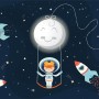 Astronaut Girls in the Space Ship Wallpaper Mural