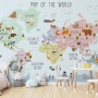 Kids Nursery Educational Continent World Map Wallpaper Mural