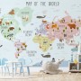 Kids Nursery Educational Continent World Map Wallpaper Mural