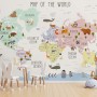 Kids Nursery Educational Continent World Map Wallpaper Mural