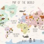 Kids Nursery Educational Continent World Map Wallpaper Mural