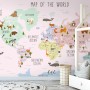 Kids Nursery Educational Continent World Map Wallpaper Mural
