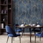 Rhombus Geometric Lines Art Deco Wallpaper Mural