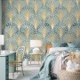 Modern Eau De Nil Art Deco Gold Lines Wallpaper Mural