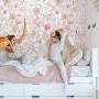 Kids Soft Light Pink / Blue Wildflowers Floral Pattern Wallpaper Mural