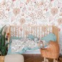 Kids Soft Light Pink / Blue Wildflowers Floral Pattern Wallpaper Mural