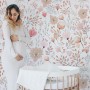 Kids Soft Light Pink / Blue Wildflowers Floral Pattern Wallpaper Mural