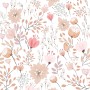 Kids Soft Light Pink / Blue Wildflowers Floral Pattern Wallpaper Mural