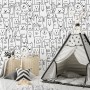 Cute Dog Face Pattern for Kids Wallpaper Mural