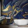 Liquid Abstract Marble Art Gold Blue Gradient Wallpaper Mural