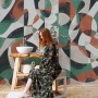 Modern Abstract Art with Retro Colorful Geometric Wallpaper Mural